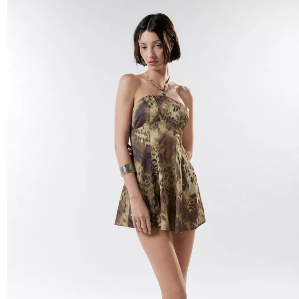 Silence + Noise Tyla Satin Halter Mini Dress